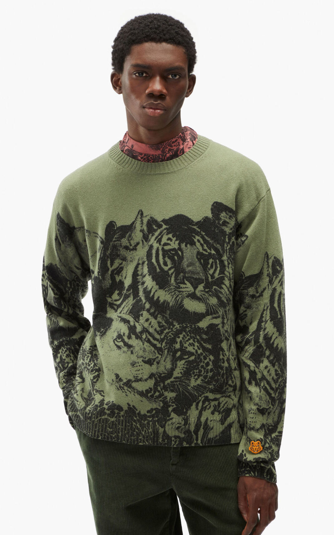 Kenzo Wildtigers loose wool πουλόβερ ανδρικα ανοιχτο πρασινο | GR180358